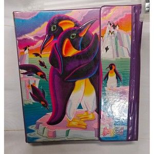 Vtg Lisa Frank 3 Ring Binder Penguin Pals Trapper Keeper